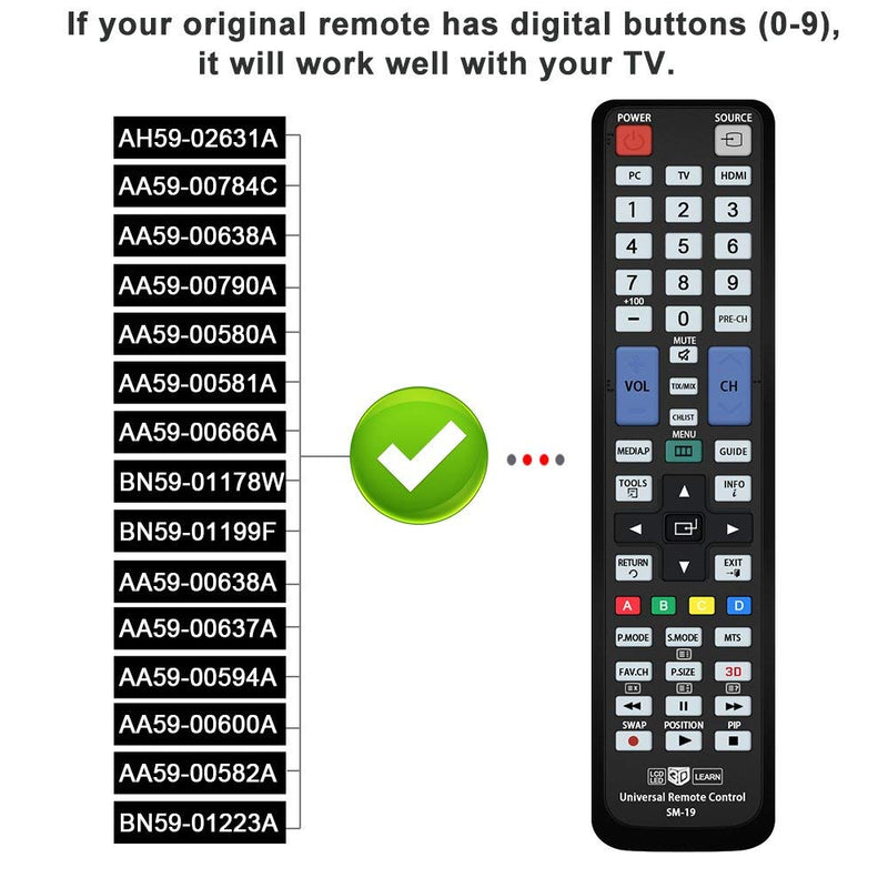 Nettech BN59-00996A Universal Remote Control for All Samsung BRAND TV, Smart TV - 1 Year Warranty(SM-19+AL)