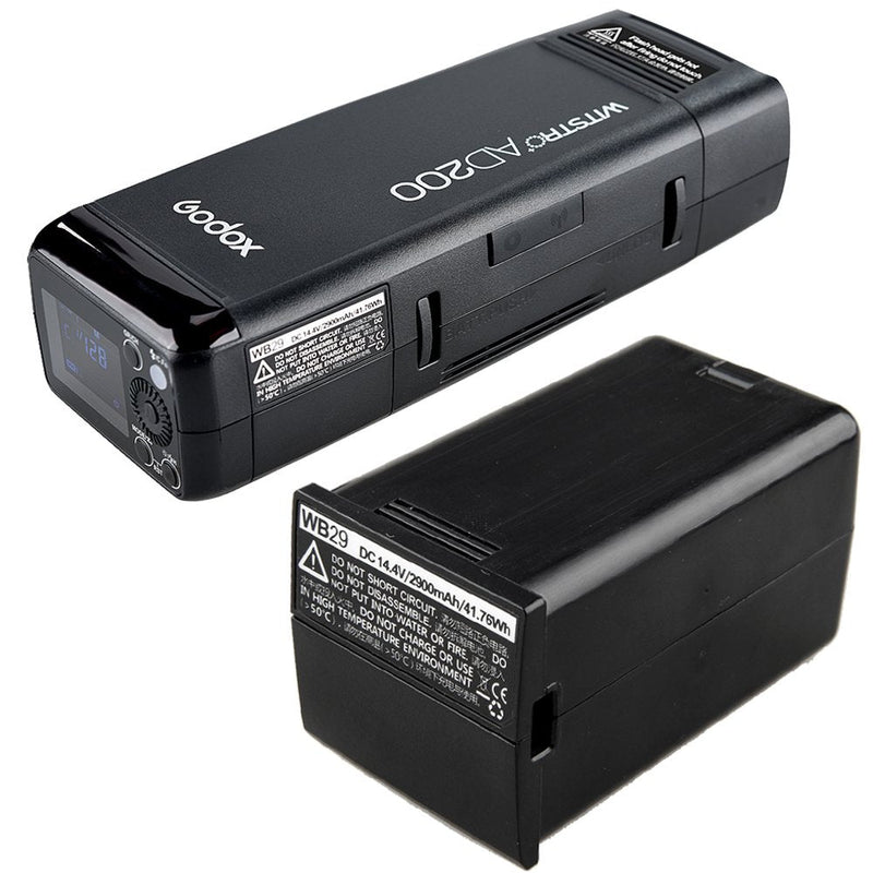 Fomito Godox WB29 DC 14.4V 2900mAh 41.76Wh Lithium Battery Power Pack for Godox AD200 AD200Pro, Flashpoint eVOLV 200 200Pro Flash