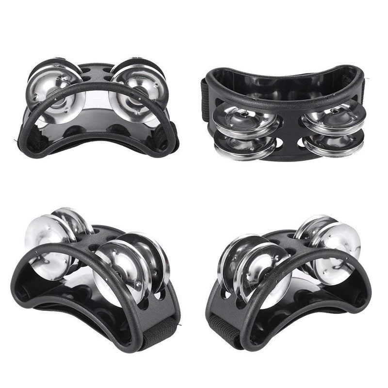 Foot Tambourine Percussion Drum Accessory Companion Metal Jingle Bell Musical Instrument Black