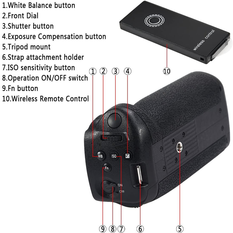 DSTE Replacement for Pro Wireless Remote Control DMW-BGGH5 Vertical Battery Grip Compatible Panasonic GH5 GH5S Lumix DC-GH5 Digital Camera as DMW-BLF19 BLF19E