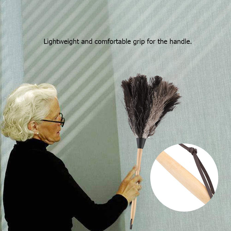 Ostrich Feather Duster, 22'' Super Soft Handmade Washable Non-electrostatic Ostrich Cleaning Duster Easy Efficient Dusting with Wooden Handle (Brown)