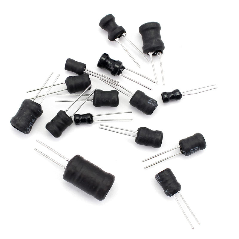 Yetaida 160 Pcs Choke Coil Inductors, 15 Values1uH to 220uH 1mH to 20mH Dip Radial Power Vertical Inductors Assortment Kit High Self-Resonance Frequency