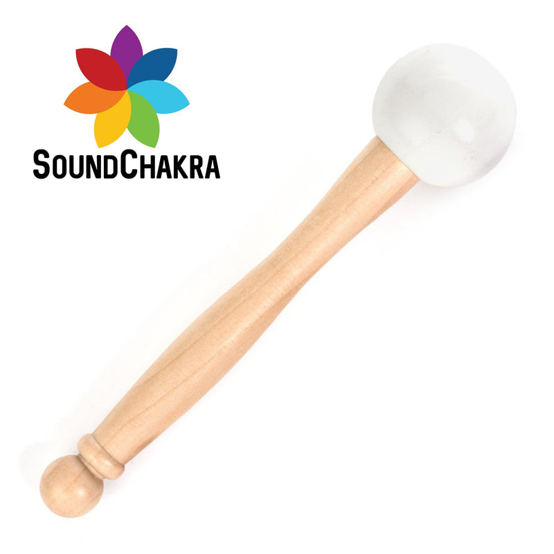 SoundChakra Rubber Ball Striker Mallet with Wooden Handle for Crystal Quartz or Tibetan Sound Healing Yoga Meditation Singing Bowls (White) White