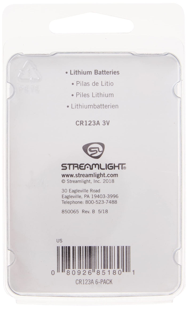 Streamlight 85180 CR123A Lithium Batteries, 6-Pack