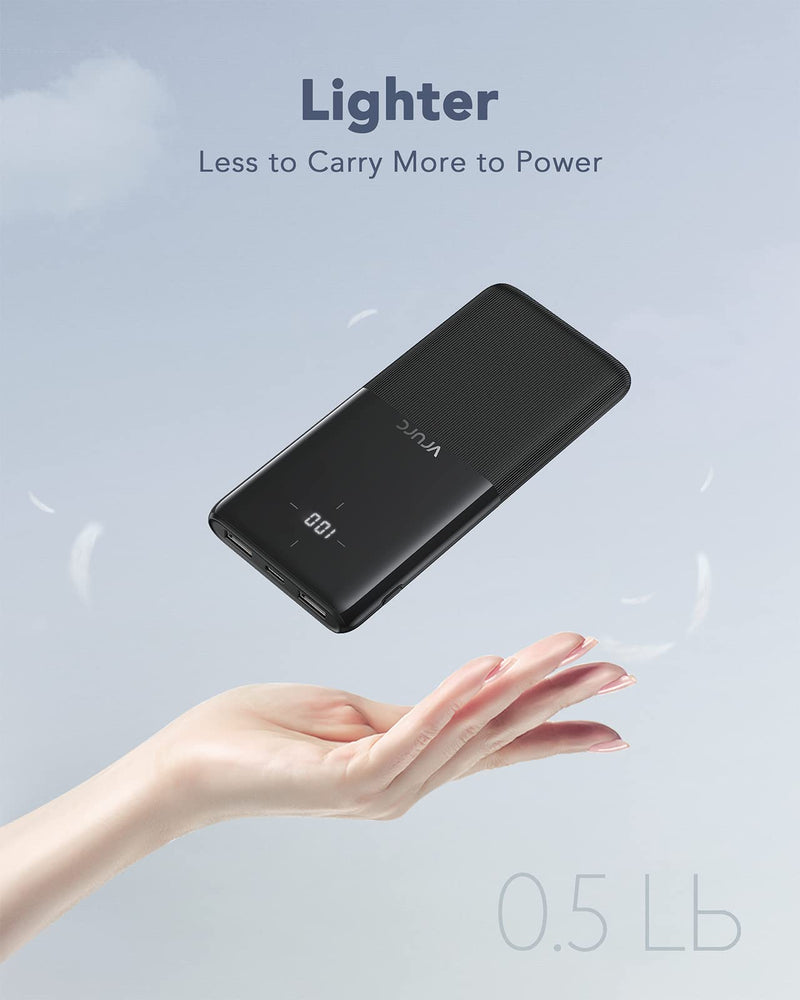 [AUSTRALIA] - VRURC Power Bank 2 Pack, 10000mAh Portable Charger with USB-C & 2 USB Outputs,2 Inputs,LED Display - Slim & Lightest Portable Phone Charger for iPhone/Samsung/Google/LG/Pixel and etc,Black & Black Black-Black 