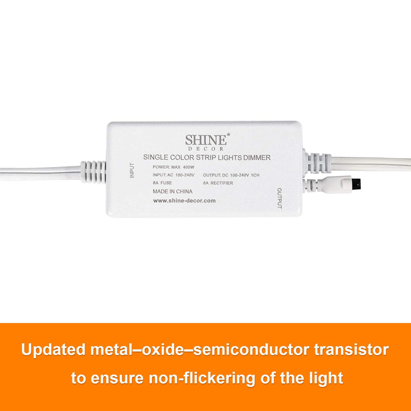 [AUSTRALIA] - Shine Decor Brightness Dimmer Controller Pack, 100V-240V for 6X10mm Single Color LED Strip Lights Only dimmer for 6x10mm 