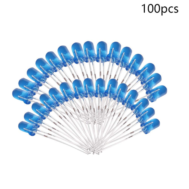 Aicosineg LED Light Diode Two-pin Blue Round Clear for High Intensity Super Bright Christmas Lighting Bulb Flickering Emitting Diodes Electronics Components 3mm 20mA 430nm Total 100pcs