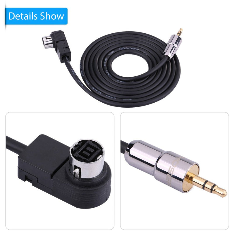 Qiilu 1.5m Car AUX Input Adapter Audio Cable for JVC/Alpine KCA-121B CD Player 9855 105 177 9887