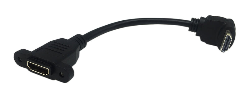 CERRXIAN 15cm 6inch High Speed HDMI 2.0 Up Angle HDMI 2.0 Male to Female Extension Cable with Screw Hole Panel Mount Support 4K 60Hz Resolution for Blu Ray Player, 3D TV, Roku, Xbox360 (Black) (U)