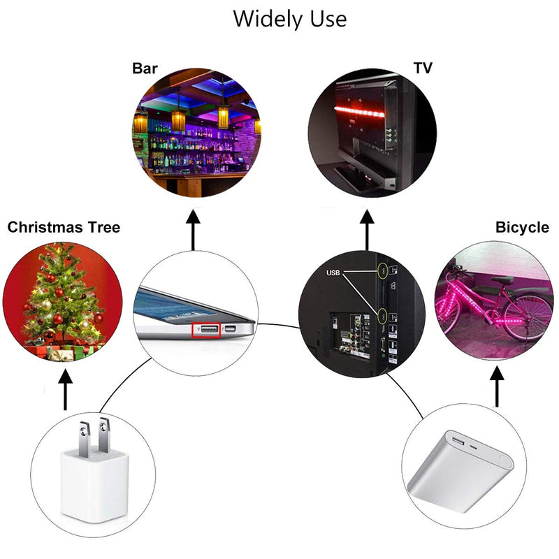 [AUSTRALIA] - WOTECH LED Strip Lights USB, 6.6ft(2m) RGB LED Strip Lights Kit SMD 5050 TV Backlights, Color Changing Tape Lights for TV Desk Room Halloween Thanksgiving Xmas Party … White Pcb 