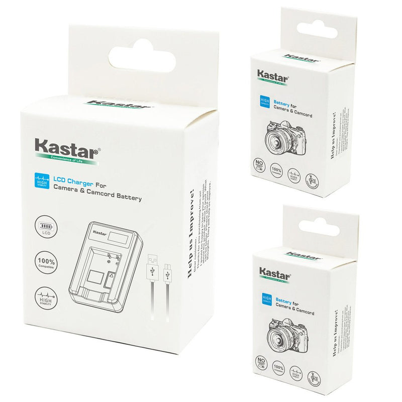 Kastar Battery (X2) & LCD Slim USB Charger for LP-E5 LPE5 and EOS Rebel XS, Rebel T1i, Rebel XSi, 1000D, 500D, 450D, Kiss X3, Kiss X2, Kiss F Digital Camera, BG-E5 Grip