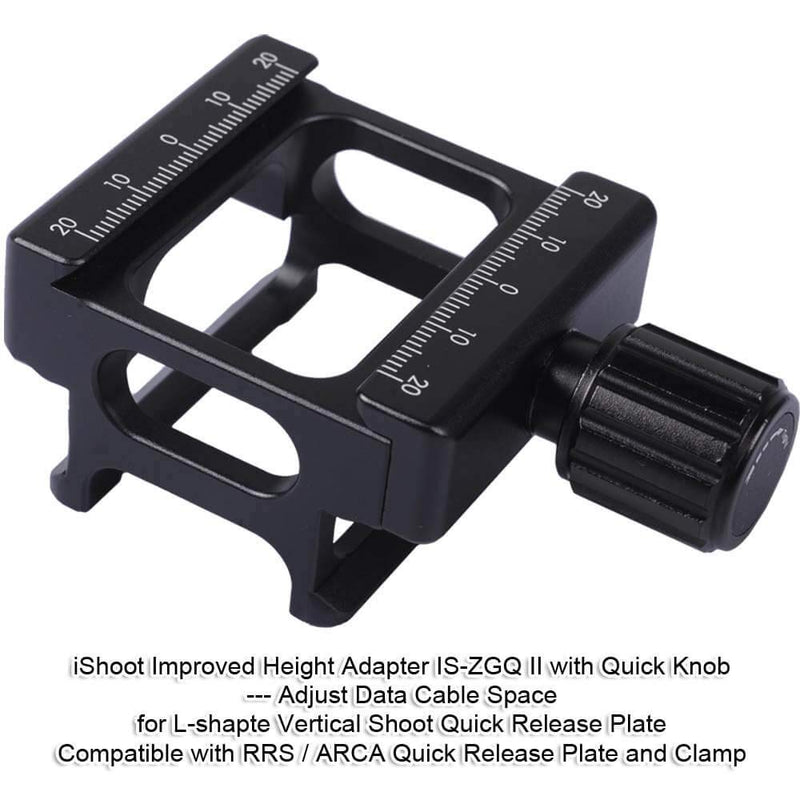 iShoot Clamp Converter Height Adapter to Adjust Data Cable Space for L-Shaped Vertical Camera Grip Support Bracket Holder Compatible with ARCA-Swiss Fit Quick Release Plate and Tripod Ball Head Clamp