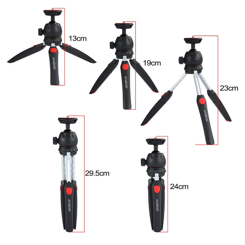 Andoer Mini Tabletop Tripod Phone Camera Tripod Removable Ball Head Portable Foldable with 1/4" Mounting Screw for DSLR/Mirrorless Cameras DV LED Video Light