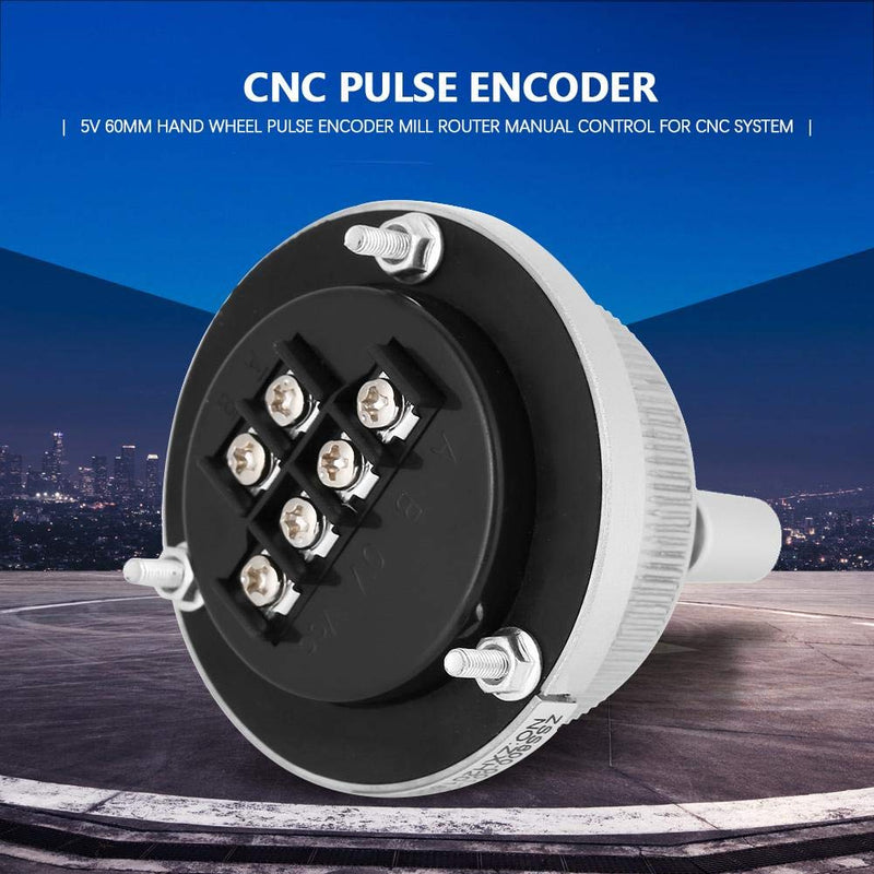 Hand Wheel Pulse Encoder Mill Router Manual Control For CNC System, 5V 60MM(White)