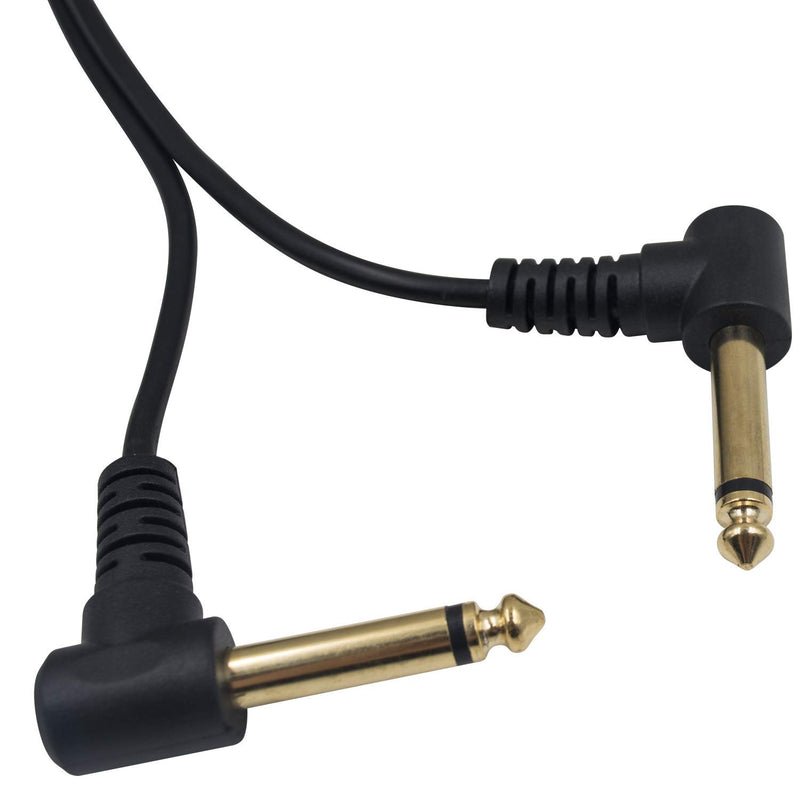 Duttek Guitar Y Cable,5 Feet Gold Plated 6.35mm 1/4" Male TRS Stereo to Dual 2 x 6.35mm 1/4" Male TS Mono 90 Degree Right Angle Y Splitter Audio Cable (635M/2MR)