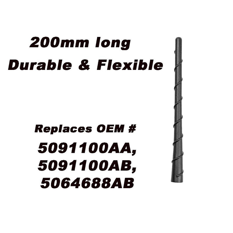 8 in Roof Radio Antenna Mast Compatible with Jeep Grand Cherokee,Cherokee, Fits Dodge Journey,Avenger,Durango,Dart 2011-2020 for 5091100-AA,5064688AB Durable Flexible Rubber Replacement Antenna