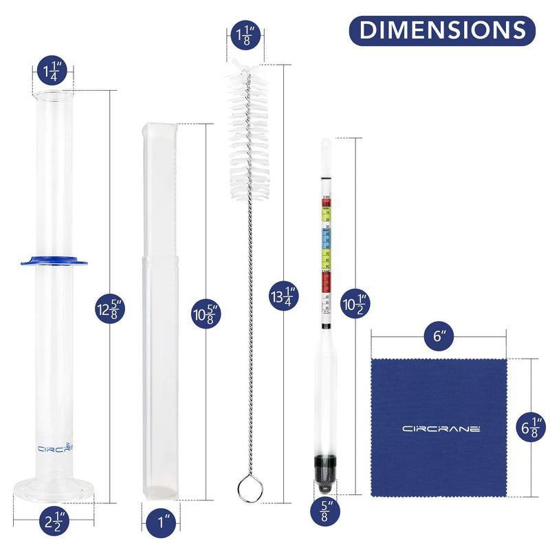 Circrane Hydrometer & Glass Test Jar Set, Triple Scale Alcohol Hydrometer with Glass Cylinder for Brew Beer, Wine, Mead and Kombucha, ABV, Brix and Gravity Test Kit, Home Brewing Supplies