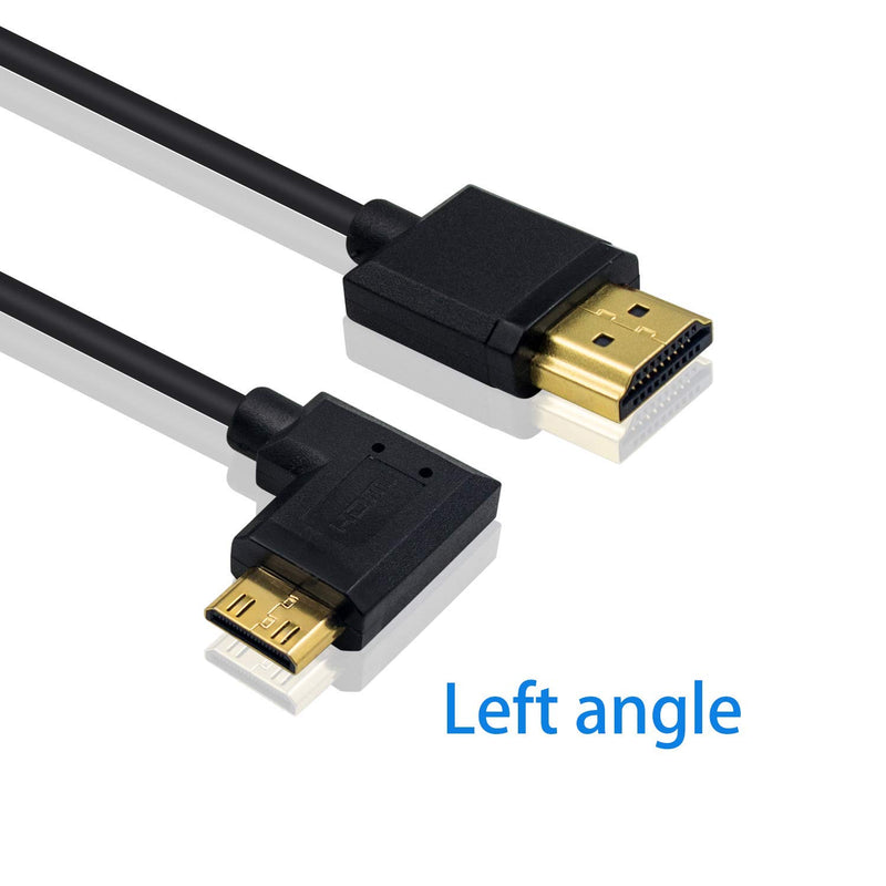 Duttek Mini HDMI to Standard HDMI Cable, Mini HDMI to HDMI Coiled Cable, Ultra-Thin Left Angled HDMI Male to Mini HDMI Male Coiled Cable Support 4K Ultra HD, 1080p, 3D (HDMI 2.0) (1.2M/4FT) Left Angled 1.2M