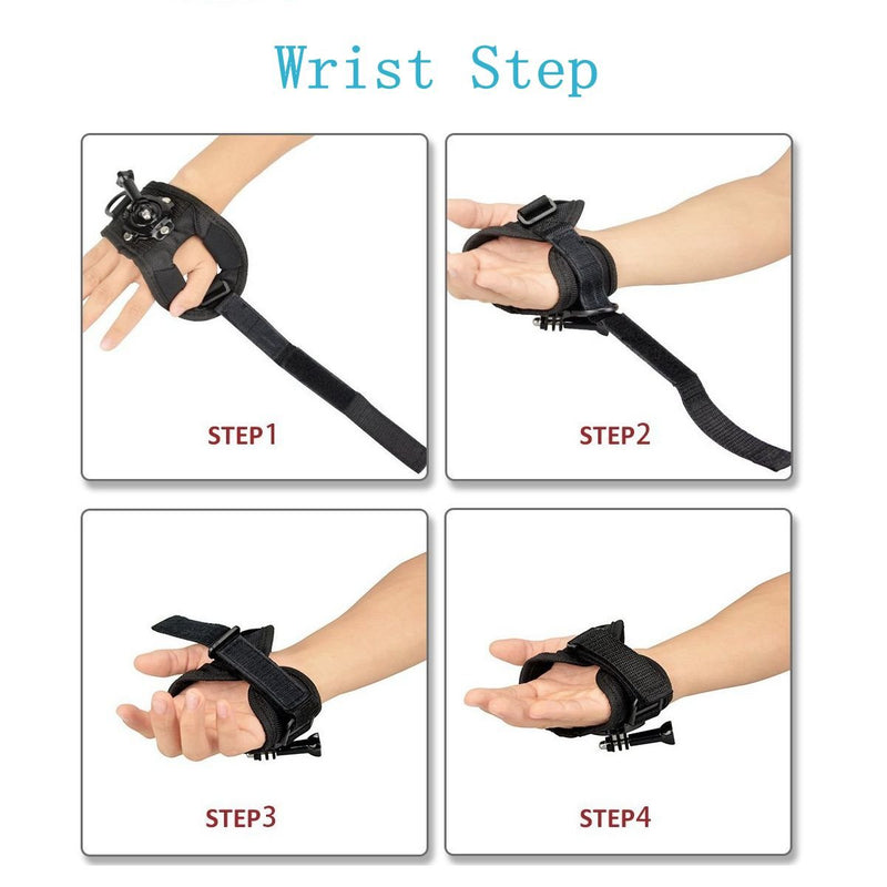 VVHOOY 360 Degree Glove Style Wrist Strap Mount with Screw Compatible with GoPro Hero 8 7 6 5/AKASO EK7000 Brave 4/Crosstour/Dragon Touch/Campark/APEMAN/Vantop Moment Action Camera