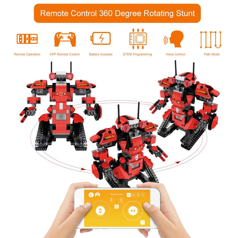 kuman Remote Control Robot Kit Building Blocks Robot Toy Set, STEM DIY Educational Robot Building Blocks Toys Gift for 8+ Year Old Kids 392PCS Red