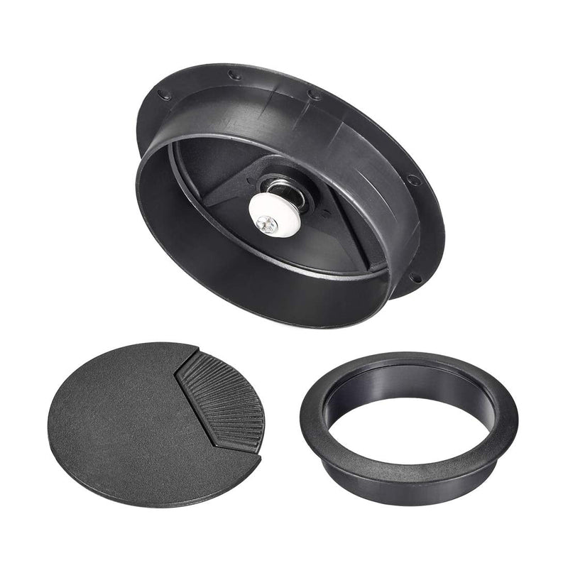 uxcell Cable Hole Cover, 2-3/8" Plastic Desk Grommet for Wire Organizer, 20 Pcs (Black)