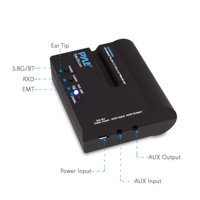 Wireless Audio DJ Sound Receiver - for Pyle PMX6BU Wireless DJ Sound FX Audio Mixer - Includes Aux (3.5mm) Audio Cable and a USB Power/Charge Port - Pyle PRTPMX6BURC