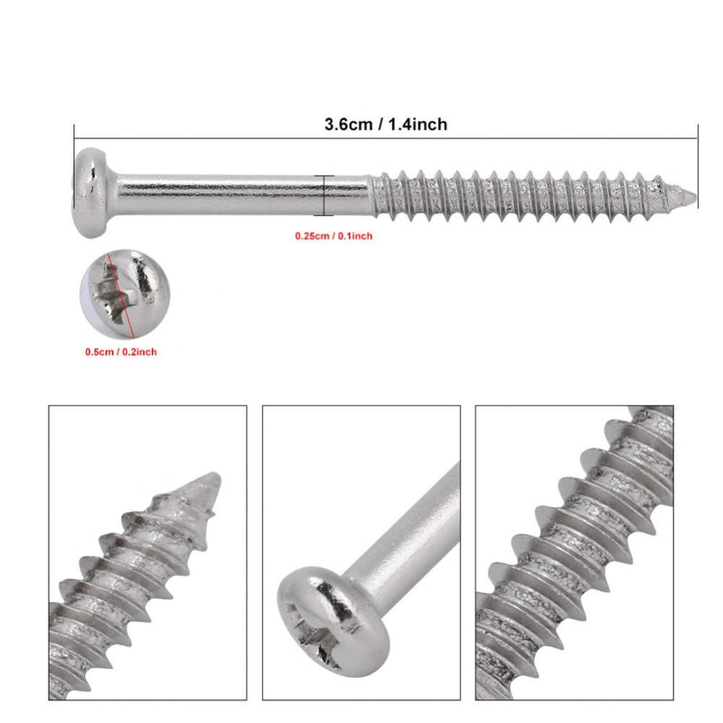 Dilwe 50pcs Bass Pickup Screws, Nickel Plated Steel Bass Pickup Mounting Screws Repair Parts for JB Jazz Bass