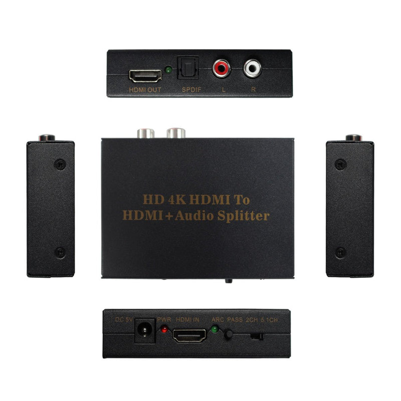 [AUSTRALIA] - 4Kx2K HDMI Audio Extractor Hdmi to HDMI (Spdif+R/L) Audio Splitter ARC Converter Box Audio Splitter with Pass/2.0ch/5.1 ch Audio Model Support DTS-HD 