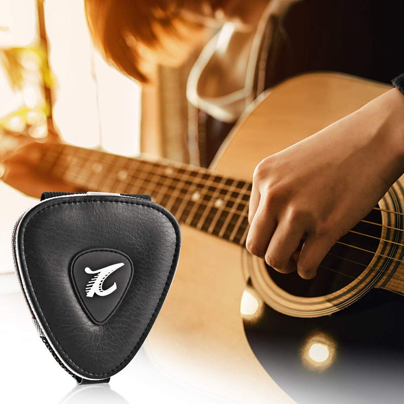 Guitar Picks Holder Case PU Leather Guitar Plectrums Bag Case with 20Pcs Mixed Thickness Variety Pack Colorful Acoustic Electric Guitar Picks Gift for Guitar Players