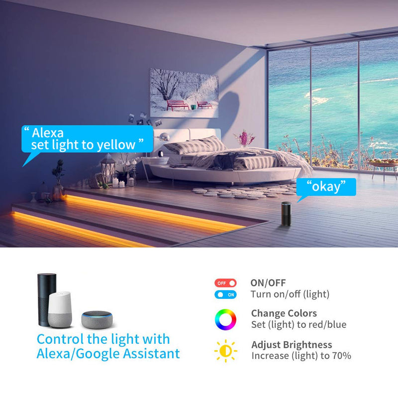 [AUSTRALIA] - WiFi Smart led Strip Lights Alexa - DAGUEPE Wireless Lights for Room with 16.4 FT 5050 RGB Light Compatible with Alexa and Google Home, RGB Smart LED Lights, Tuya App Control Color Change Lights 