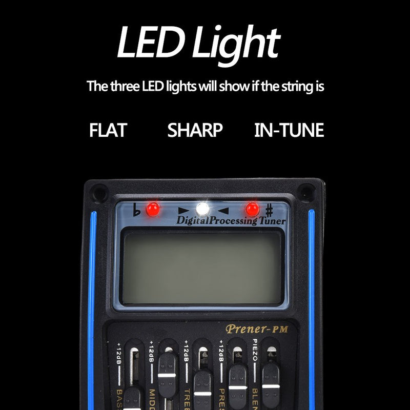 5 Band Pickup, EQ Equalizer Piezo Digital Tuner Pickup for Acoustic Guitar