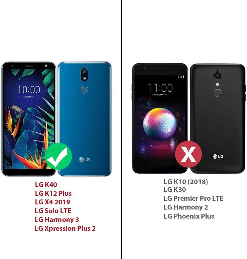 E-Began Case for LG K40 LMX420 with [Built-in Screen Protector], LG Solo 4G LTE L423DL/K12 Plus/X4 2019/Xpression Plus 2 (AT&T)/Harmony 3, Full-Body Shockproof Protective Case -Black Black