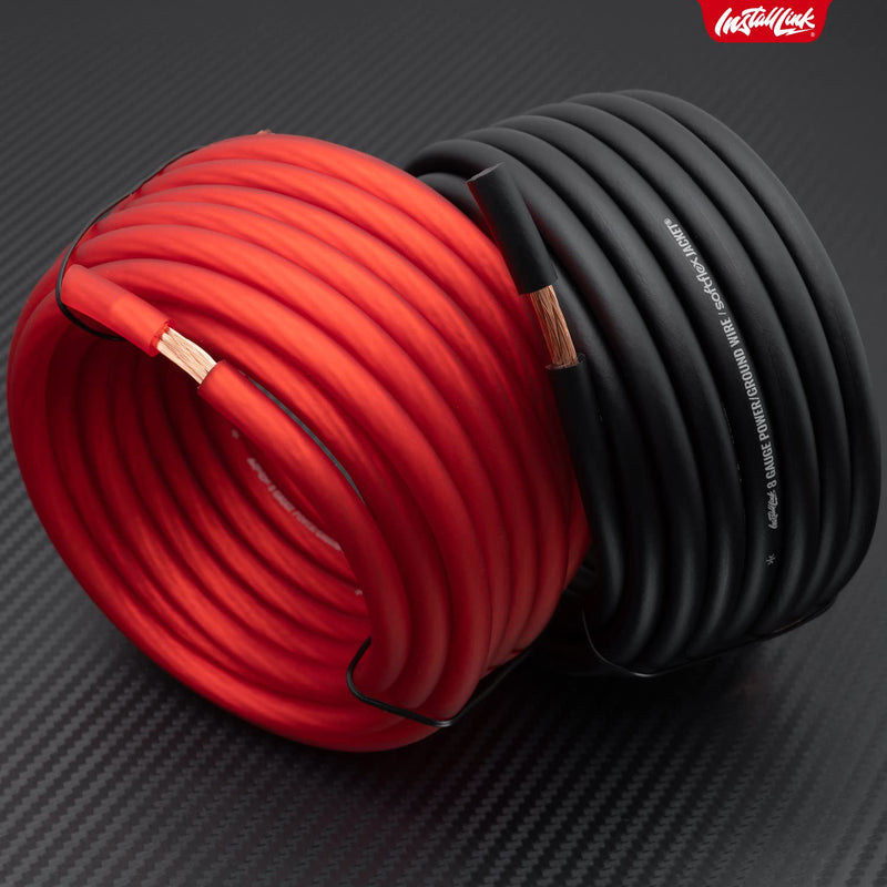 Install Link 8 Gauge Power or Ground Wire Cable, 20ft, CCA Frosted Red