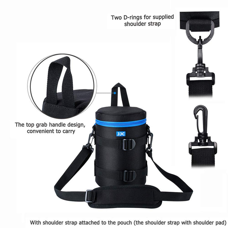JJC Camera Lens Pouch Case for Canon EF 70-200mm EF 28-300mm EF 70-300mm Nikon Nikkor AF-S 70-200mm AF 80-200mm & More, Zipper Polyester Lens Protective Bag Interior Size 4.45x8.46” XXL