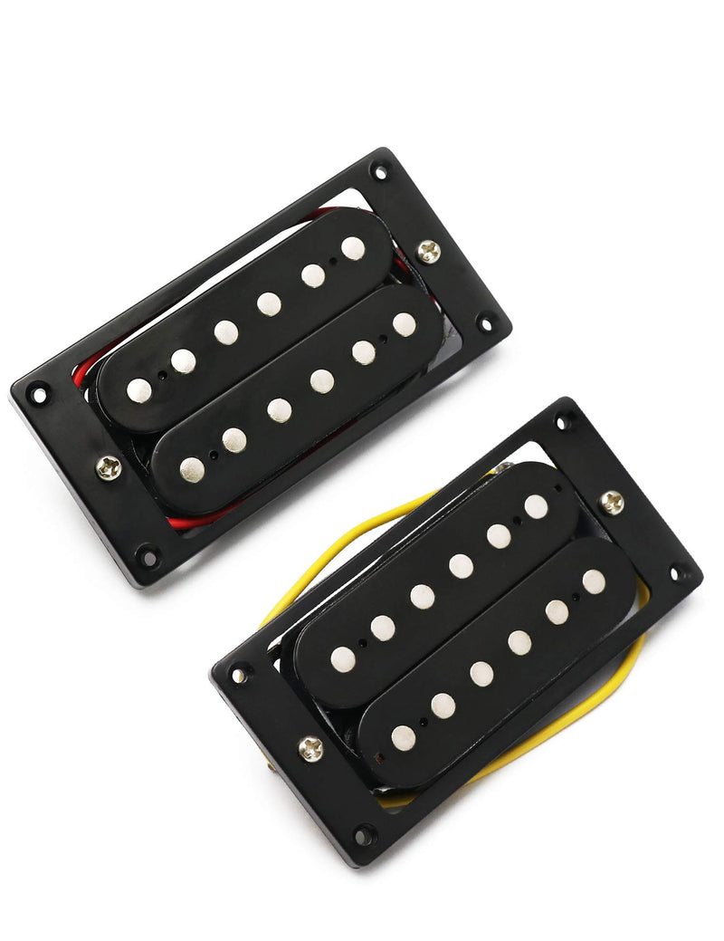 Metallor Electric Guitar Humbucker Pickup Double Coil Ceramic Magnet Pickup Guitar Parts Replacement Neck and Bridge Set of 2Pcs (Black) Black