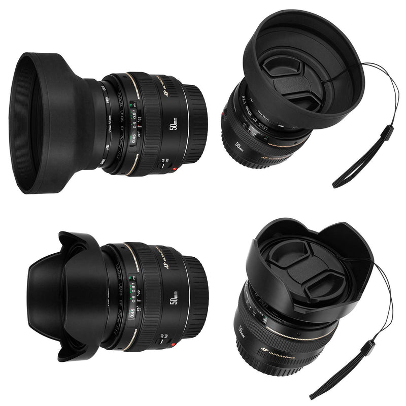 [AUSTRALIA] - Veatree 67mm Lens Hood Set, Collapsible Rubber Lens Hood with Filter Thread + Reversible Tulip Flower Lens Hood + Center Pinch Lens Cap + Microfiber Lens Cleaning Cloth 