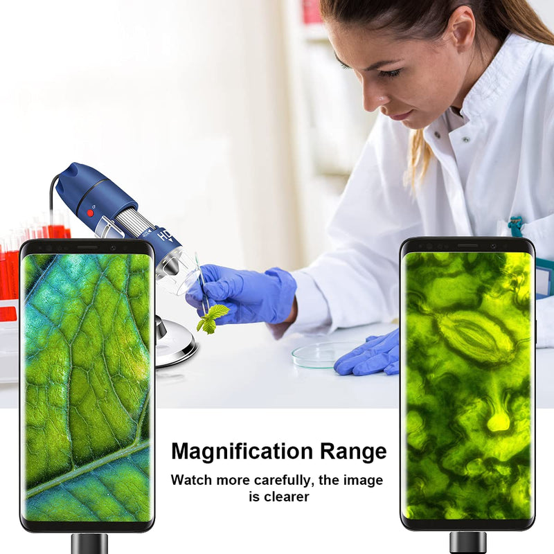 Jiusion 2K HD 2560x1440P USB Digital Microscope for Android Cellphone and Tablet Windows Mac Linux, 40X to 1000X Magnification Endoscope Handheld Mini Magnifier Camera for Coin Facial Skin Scalp