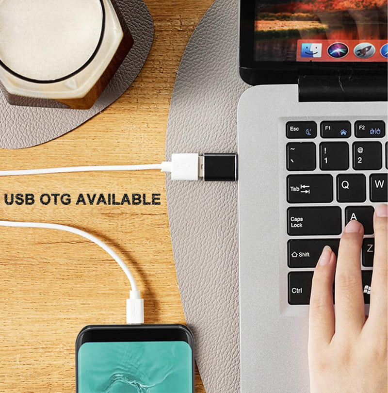 USB C to USB Adapter, USB C Adapter, Type C Male to USB 3.1 Female Adaptor, OTG USB Adapter to USB C Compatible with MacBook Pro, Samsung Galaxy, Type-C Smartphones, Tablets and Laptops (Black) Black