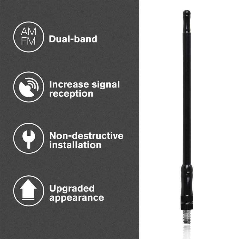 CheroCar FM/AM Radio Antenna Compatible for 2010-2015 Dodge RAM1500, 6.29 inches, Internal Copper Coil, FM/AM Reception, Exterior Accessories, Black-Short…