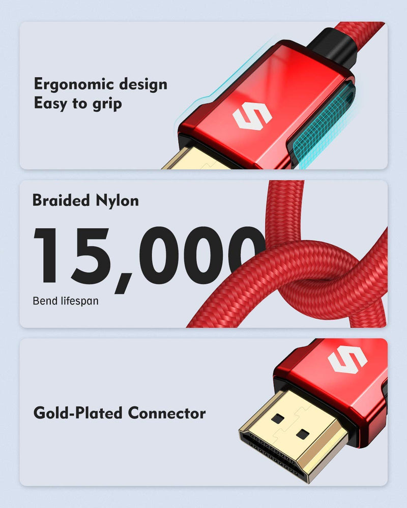 4K HDR HDMI Cable 6.6ft, Silkland 18Gbps 4K 60Hz HDMI 2.0 Cable, (4:4:4, HDR10, ARC, HDCP 2.2, 3D), High Speed 4K Ultra HD Cable, Compatible UHD TV, Blu-ray, PS5/PS4, Projector Red