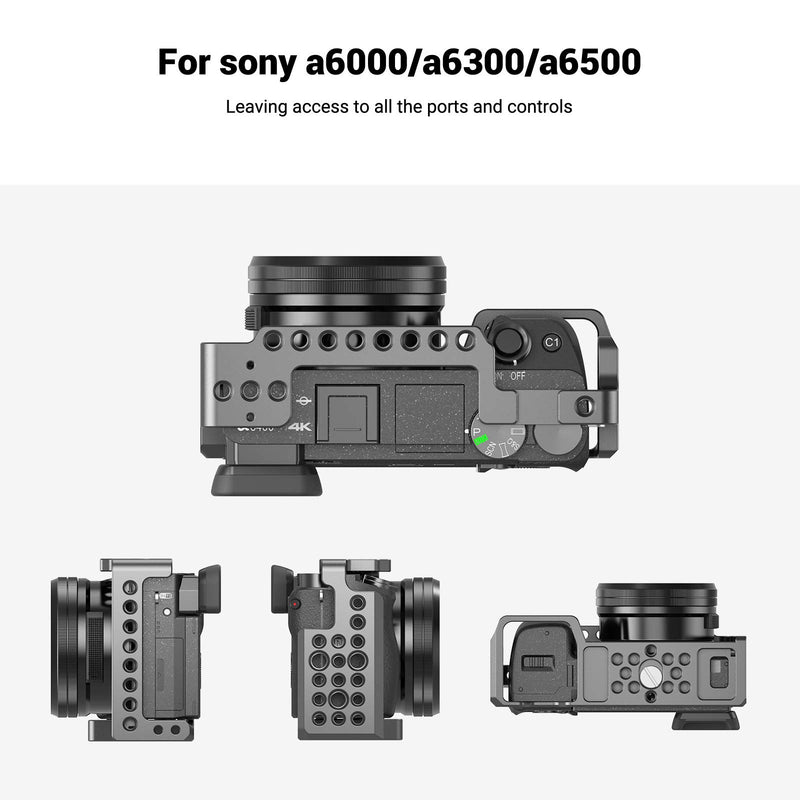 SMALLRIG Camera Cage only for Sony A6000 A6300 ILCE-6000 ILCE-6300 NEX7 with 1/4" 3/8" Mounting Points and Built-in Cold Shoe - 1661