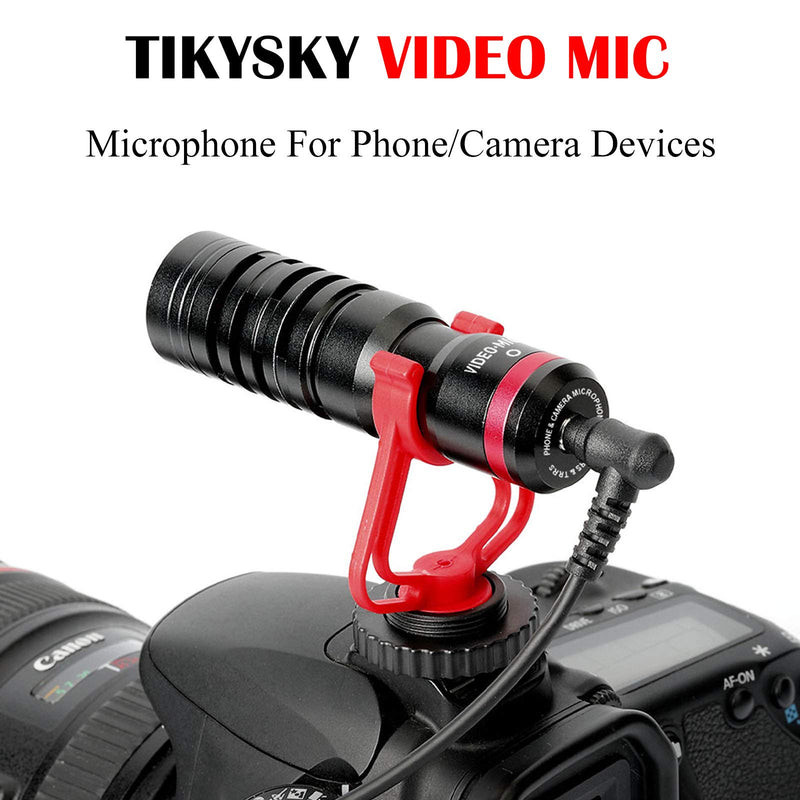 Video Microphone,Tikysky M-2 Camera Microphone Phone Mic for Smartphone iPhone DSLR Canon Nikon Sony Panasonic Fuji