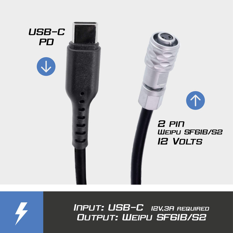 Blind Spot Power Pipe BMPCC - Power Cable for BMPCC - Power Your Camera from Any USB-C PD Device - Blackmagic Pocket Cinema Camera 4K & 6k USBC PD Trigger Power Cable