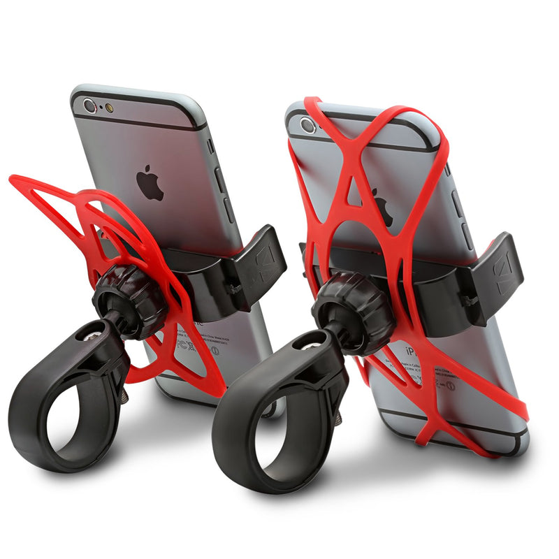 Aduro U-Grip Plus Universal Bike Mount - for Motorcycle, Handlebar, Roll Bar, iPhone X Xs 7 6 6s 7 Plus 5 5s 5c Bike Mount for All Android Smartphones, and GPS Holder (Black/Red) Black/Red