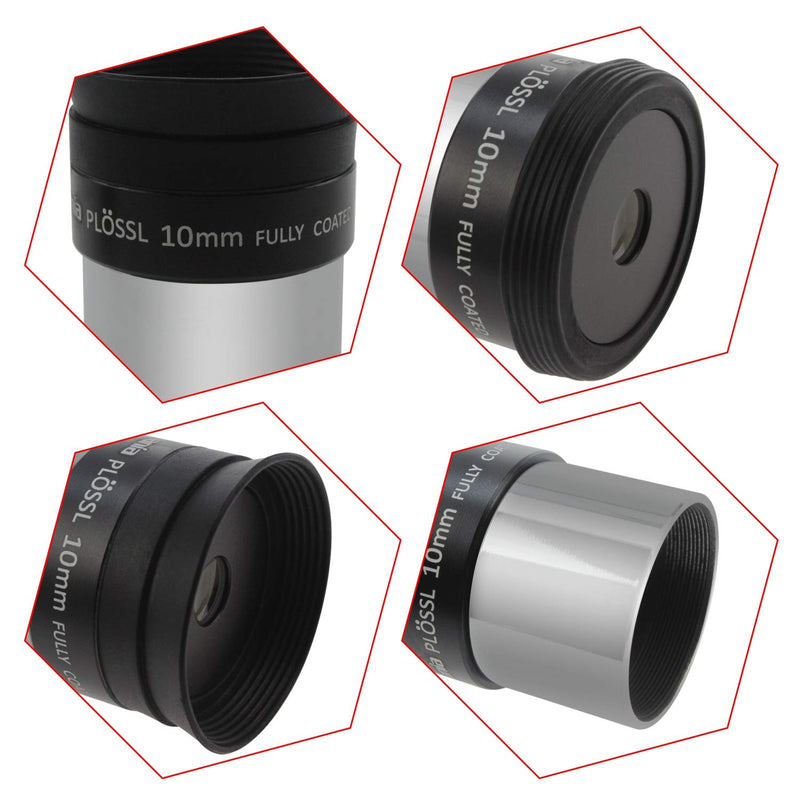 Astromania 1.25" 10mm Plossl Telescope Eyepiece - 4-Element Plossl Design - Threaded for Standard 1.25inch Astronomy Filters
