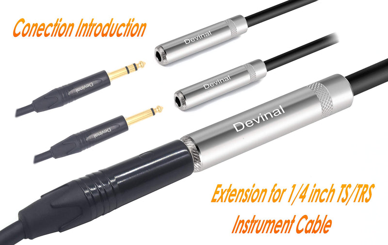 [AUSTRALIA] - Devinal XLR Male to 1/4" Female calbe, 3 Pin Male to 6.35mm Socket Audio Cord, XLR Plug to TS/TRS Quarter inch Adapter Connector Converter Metal Construction 10 Foot 3m 1/4 to XLR Male Cable 10 FT 