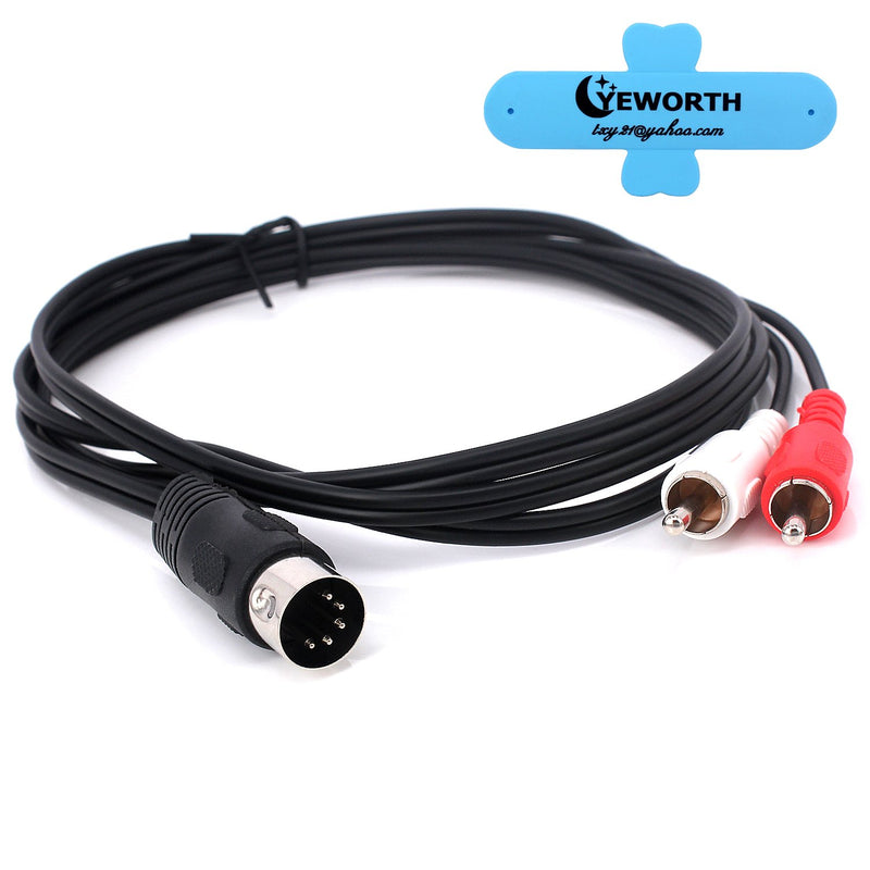 [AUSTRALIA] - Yeworth 5 Pin DIN to RCA Cable,Premium 5ft/1.5m 5-Pin Din Male Plug to 2-RCA Male Audio Adapter Cable for Electrophonic Bang & Olufsen, Naim, Quad.Stereo Systems DIN 5P M-RCA M 
