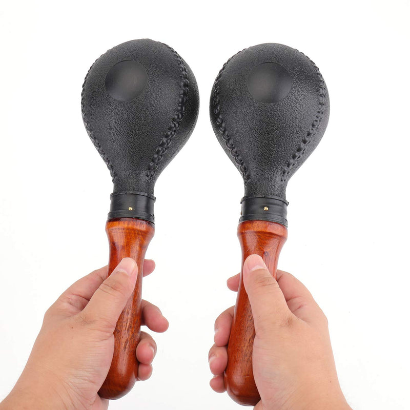 Suwimut Set of 2 Wood Concert Maracas, Rumba Shakers Rattle Hand Percussion, Great Musical Instrument Stimulating Salsa Rhythm for Party Fun (Black)