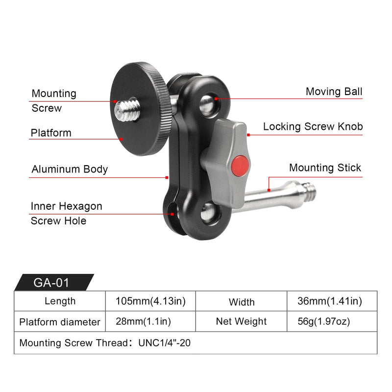 SUNWAYFOTO GA-01 Magic Arm Mount 1/4" Thread Screw for LCD Monitor/LED Lights