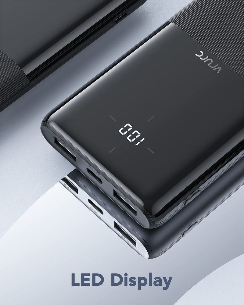 [AUSTRALIA] - VRURC Power Bank 2 Pack, 10000mAh Portable Charger with USB-C & 2 USB Outputs,2 Inputs,LED Display - Slim & Lightest Portable Phone Charger for iPhone/Samsung/Google/LG/Pixel and etc,Black & Black Black-Black 